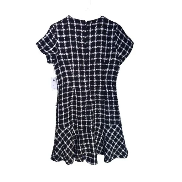 Free Assembly Black & White Checked Short Sleeve Dress Size L - Picture 3 of 8